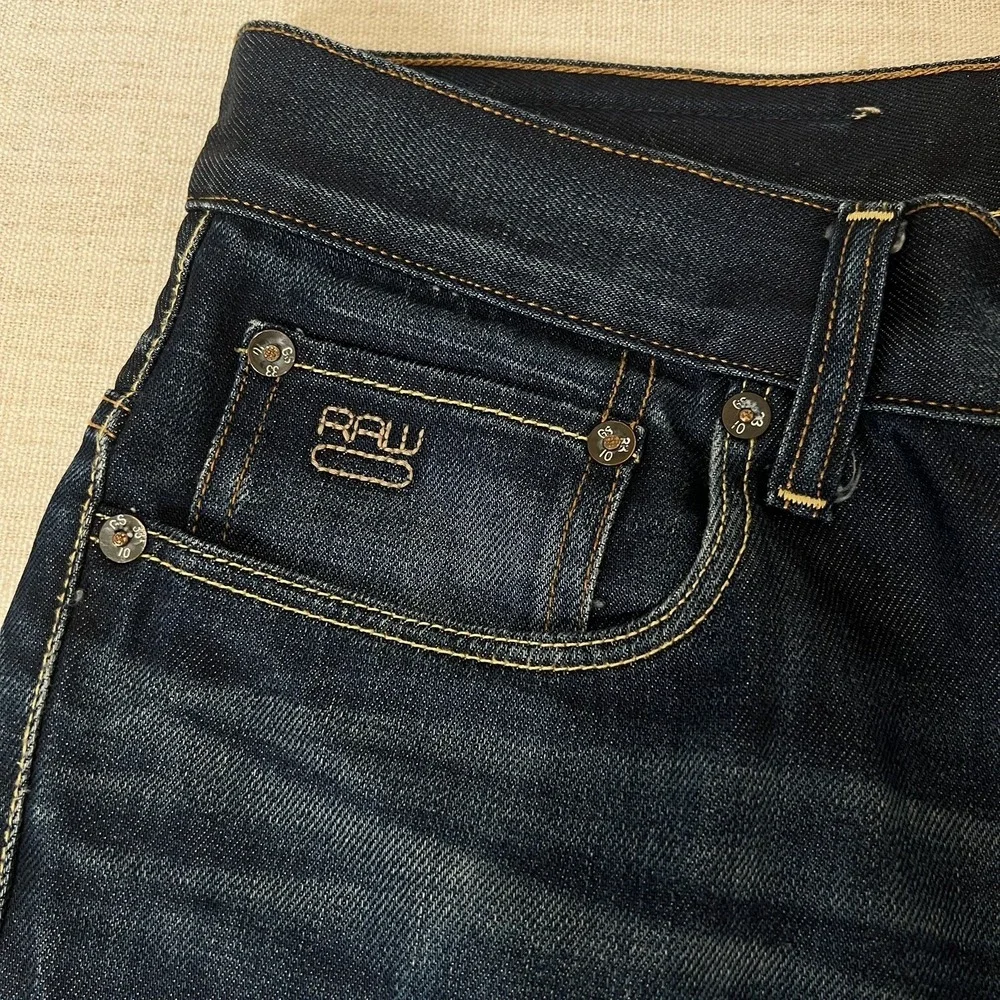 G-Star Raw '3301 STRAIGHT' Mens Straighg Dark Blue Button Fly Size W36 L34
